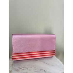 Hobo Farrow Leather Oversized Clutch Bag, Pink Metallic, Party Bags, NWT
